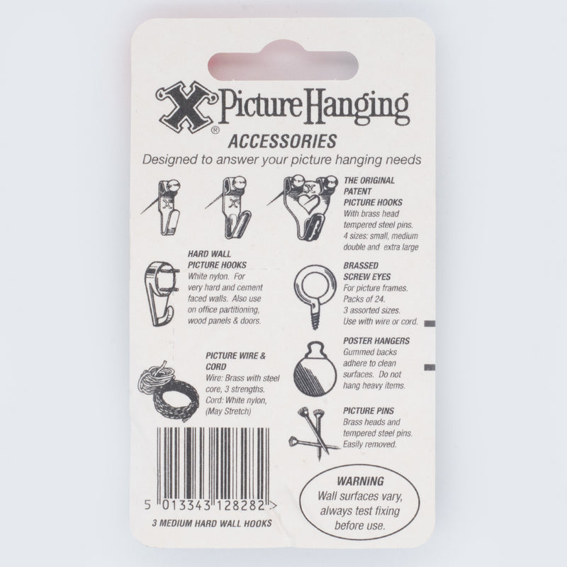 Medium  White X Hard Wall Hooks