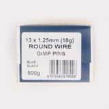 13x1.25mm Round Wire Gimp Pins Blue/Black