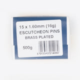 15mm x 1.60mm Brassed Escutcheon (Dome head) Pins