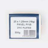 25x1.25mm Zinc Plated Panel Pins