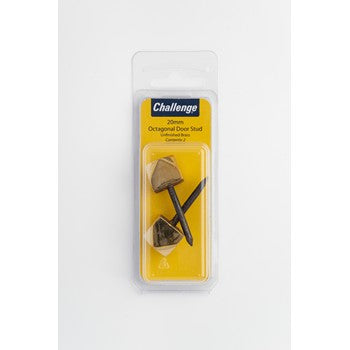 Octagonal Door Stud 20mm - Unfinished Brass