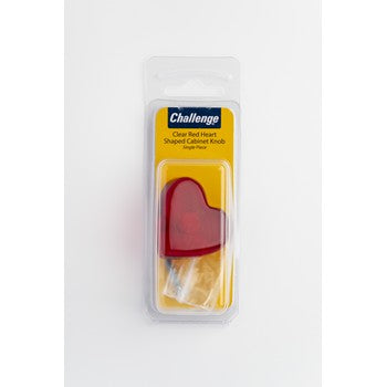 Clear Red Heart Shaped Cabinet Knob