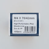 4.0 x 70/42mm High Performance Screw