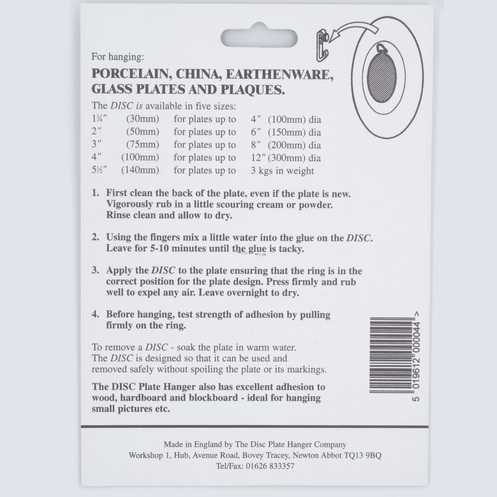 The original invisible adhesive disc plate hanger - 100mm (4").