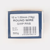 10x1.00mm Round Wire Gimp Pins Blue/Black