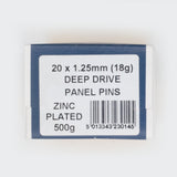 20x1.25mm Deep Drive Panel Pins Zinc Plated