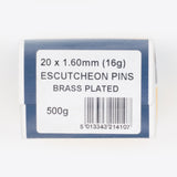 20mm x 1.60mm Brassed Escutcheon (Dome head) Pins