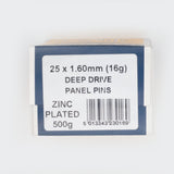 25x1.60mm Deep Drive Panel Pins Zinc Plated