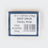 30x1.60mm Deep Drive Panel Pins Zinc Plated